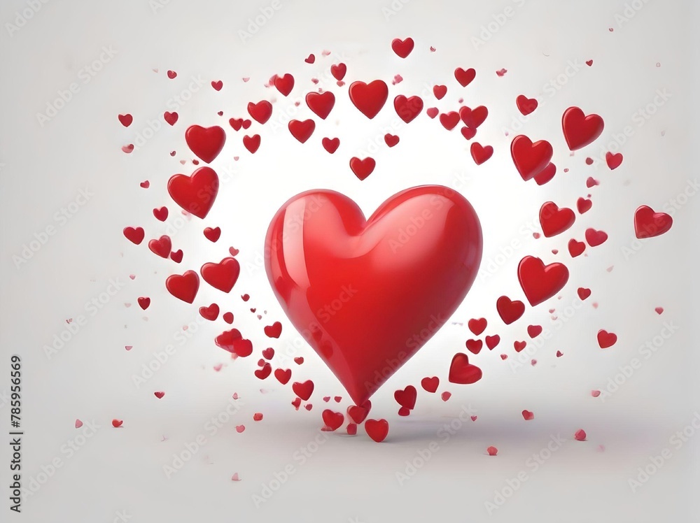 Conceptual Abstract Red Love Heart Shapes Mockup Isolated on White Background Conceptual Abstract Red Love Heart Shapes Mockup Isolated on White Background