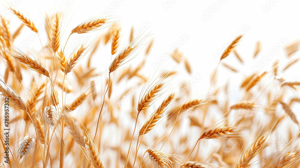 Obraz premium Golden ripe ears of oats on a white background