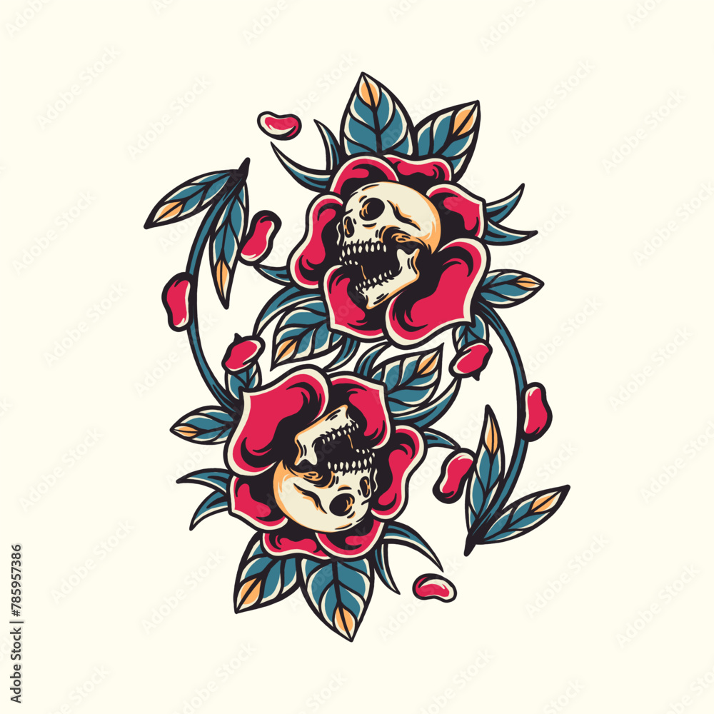 The blooming rose contains a skull