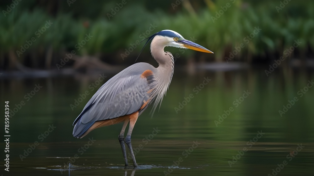 Great Blue Heron in the habitat Generative Ai Great Blue Heron in the habitat Generative Ai