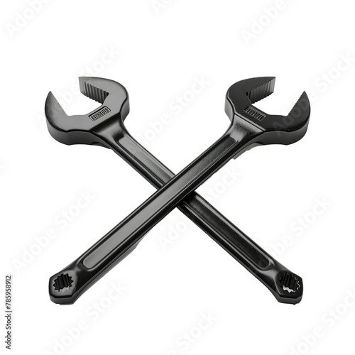 two cross matte black 3D icon of wrenchs