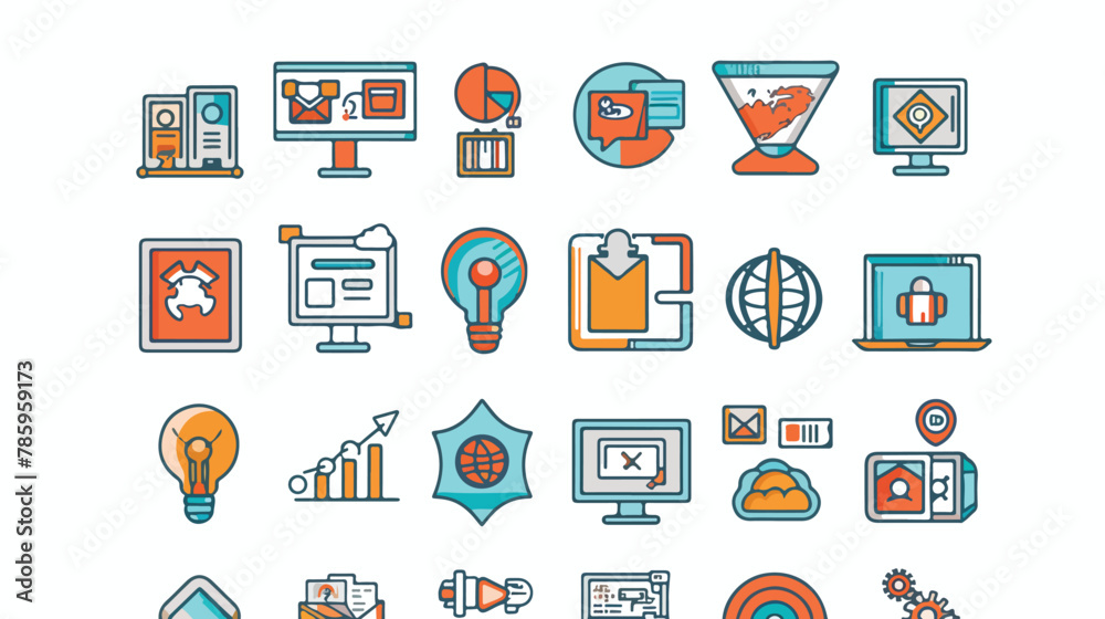 modern thin line icon set of household