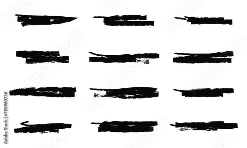 Scribble doodle paint underline set, vector children marker scratch, pen squiggle kit, black stoke. Kids hand drawn pencil abstract sketch, handwriting font alphabe with white artboard,