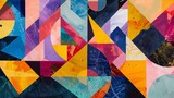 Collage of overlapping geometric forms, creating a rich tapestry of vibrant and subtle hues for a creative texture