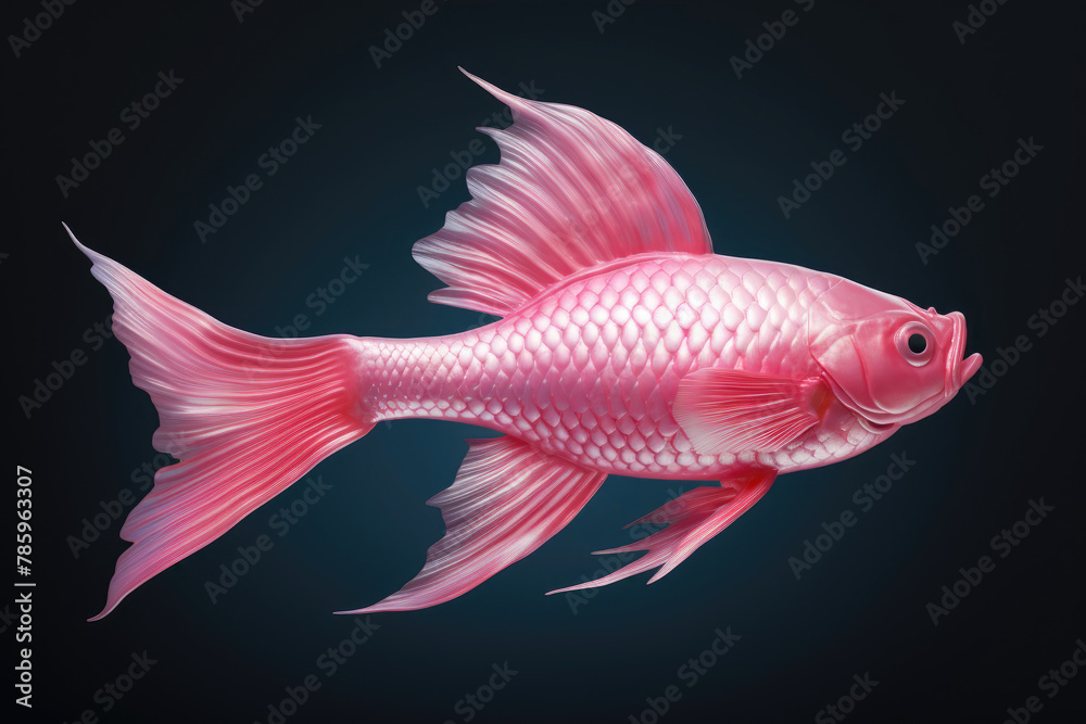 Vibrant Pink Arowana Fish Isolated on Dark Background Vibrant Pink Arowana Fish Isolated on Dark Background