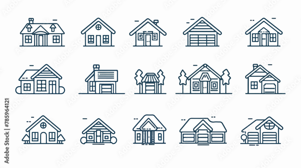 Real Estate thin line web icons set. Outline stroke 