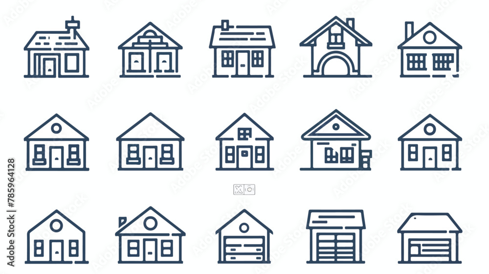 Real Estate thin line web icons set. Outline stroke 