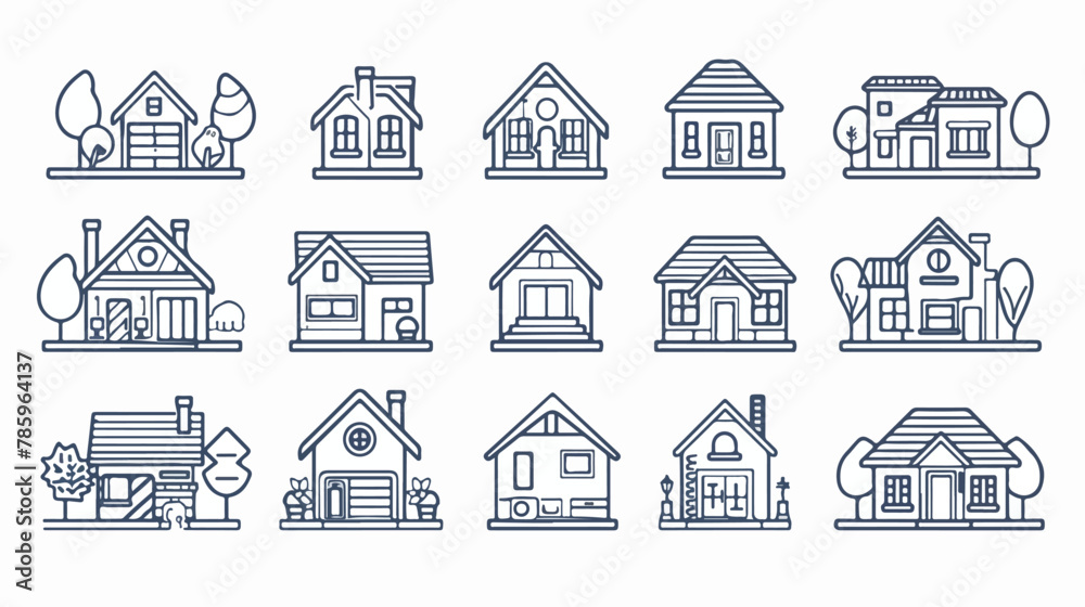 Real Estate thin line web icons set. Outline stroke 