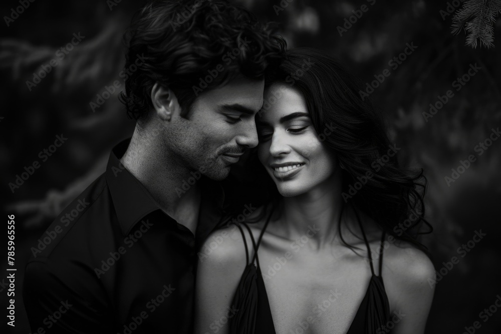 Black and white photo of a man and a woman in love Black and white photo of a man and a woman in love