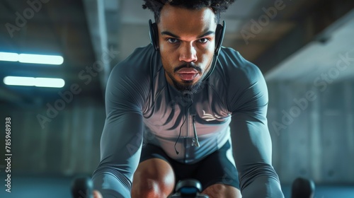 Determined Man During Indoor Workout