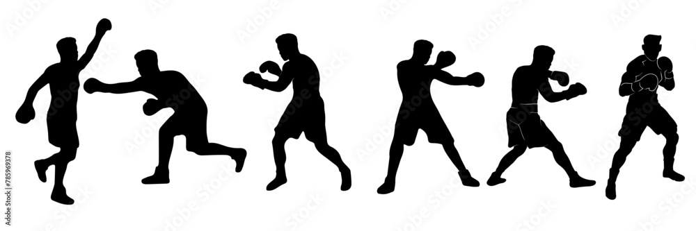 silhouettes of boxing