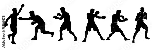 silhouettes of boxing