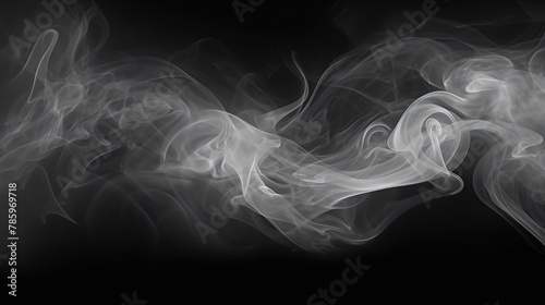 Abstract white smoke or fog on black background.