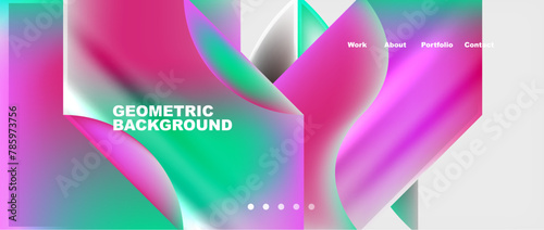 A geometric background with a gradient of pink, green, and blue reminiscent of a terrestrial plant. The symmetry of colors evokes a sense of harmony and beauty in this artistic design