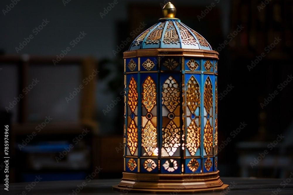 Lantern in the interior of a mosque,  Ramadan Kareem
