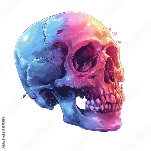 Skull with reainbow, death
