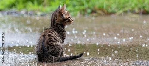 Lonely stray kitten in rain pet rescue and adoption for homeless cats in need of help