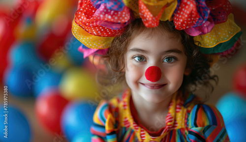 Happy child in clown costume 
