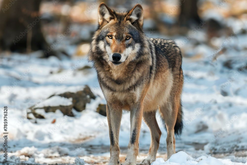 Grey Wolf (Canis lupus) in winter forest