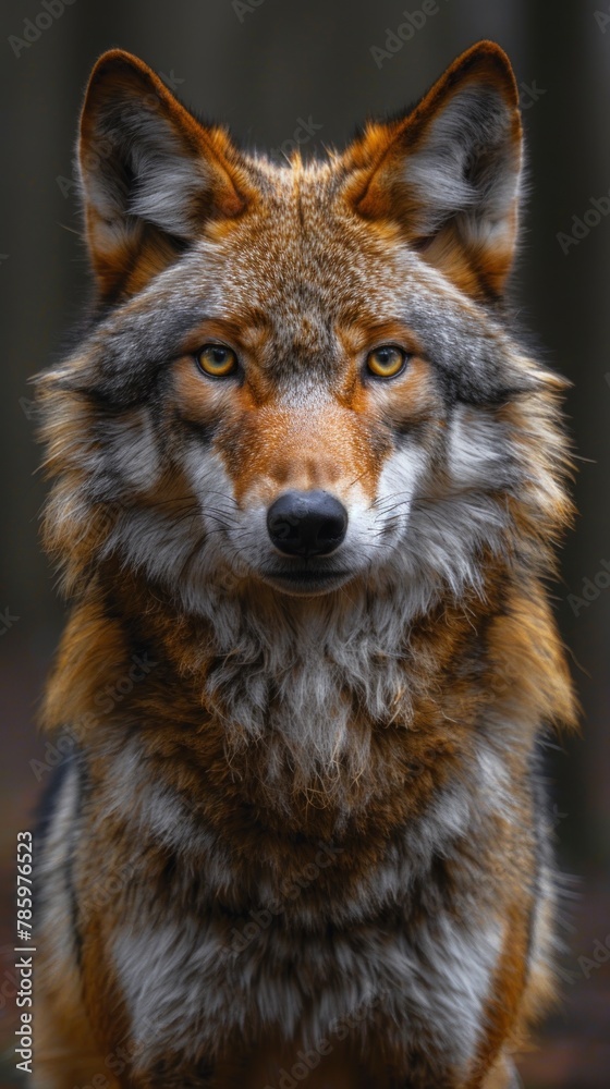portrait Japanese wolf in natural environment portrait Japanese wolf in natural environment