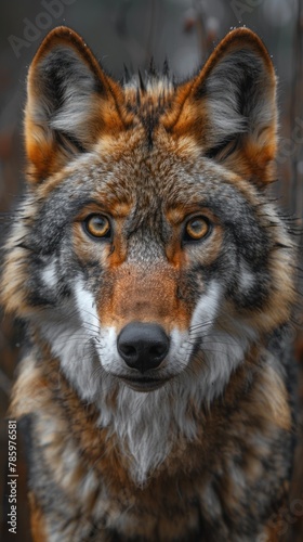 portrait Arabian wolf in natural environment