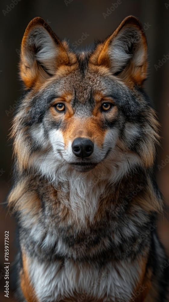 portrait Mexican wolf in natural environment
