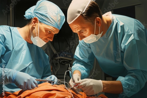 
Male, 44, Swedish anesthesiologist, preparing a patient for surgery in the preoperative area photo