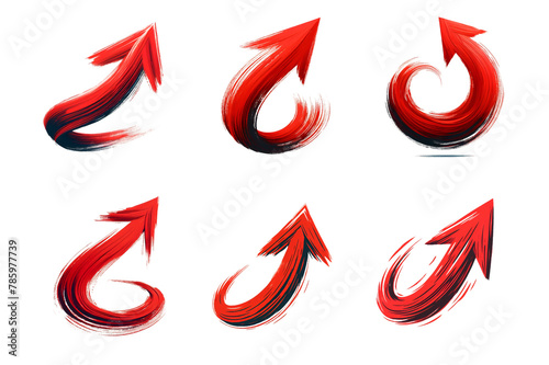 red arrow up line art hand drawn illustration isolated on transparent background - Generative AI 