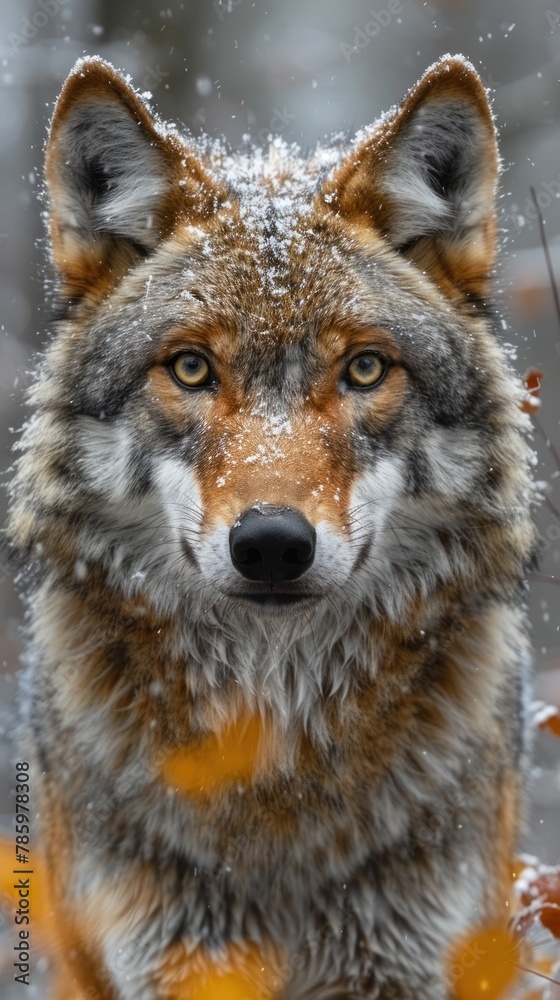 portrait Hokkaido wolf in natural environment portrait Hokkaido wolf in natural environment