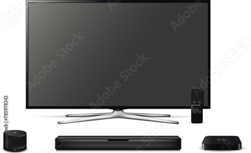 Realistic smart tv, sound bar, tv player box and smart speaker
