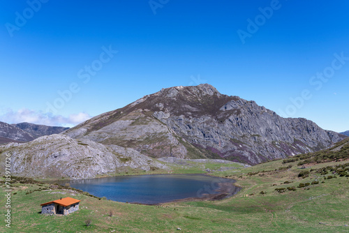 View of Lake Isoba in spring in Puerto de San Isidro. Castilla y Leon, Spain. photo