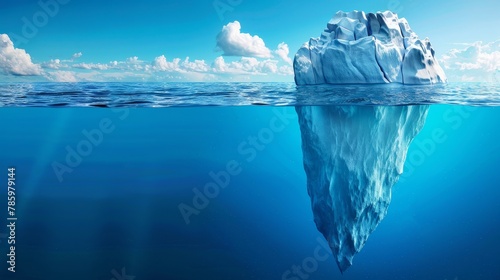 Antarctic iceberg  climate change, conservation, ozone threat, rising sea levels on banner poster