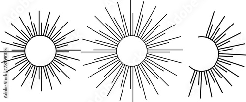 おしゃれな太陽のイラスト素材