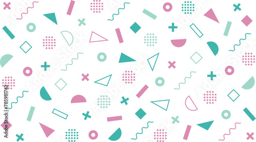 かわいいレトロな三角形のメンフィスデザインの背景壁紙