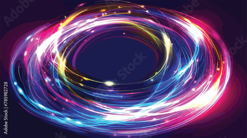 Luminous vibrant glow of neon rings abstract 3d light