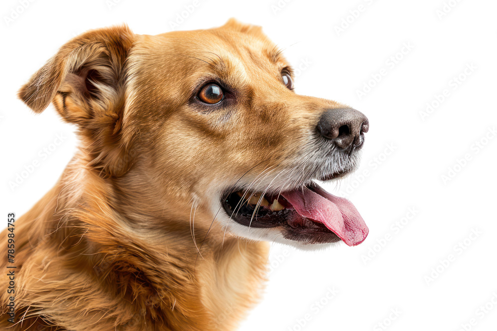 Portrait hungry dog licking its lips with tongue out.
.isolated on white background Portrait hungry dog licking its lips with tongue out.
.isolated on white background
