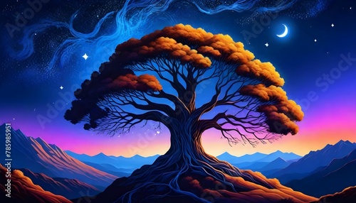 fantasy large majestic tree with branch