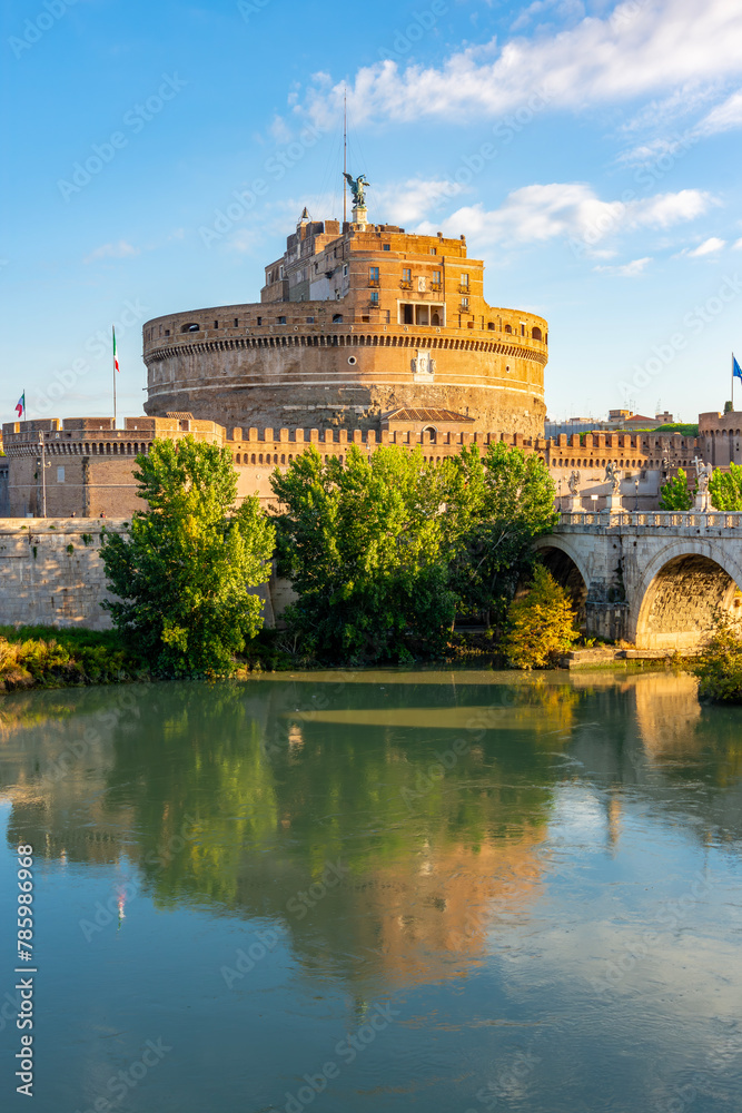 Castle of Holy Angel (Castel Sant'Angelo) and St. Angel bridge (Ponte Sant'Angelo) over Tiber river in Rome, Italy Castle of Holy Angel (Castel Sant'Angelo) and St. Angel bridge (Ponte Sant'Angelo) over Tiber river in Rome, Italy
