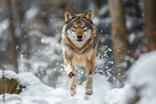 Grey wolf (Canis lupus) in winter forest © Quan