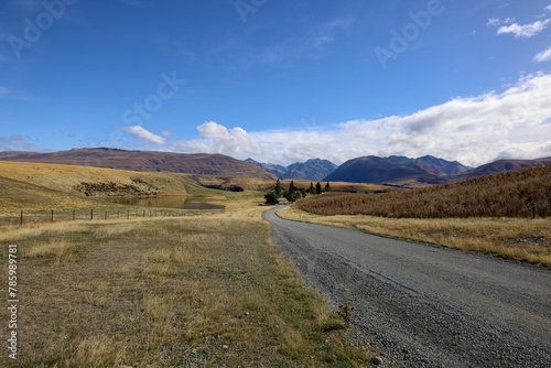 Wunderschöne Landschaft um eine Straße in Neuseeland photo