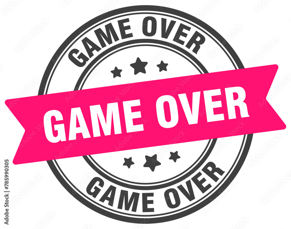 game over stamp. game over label on transparent background. round sign