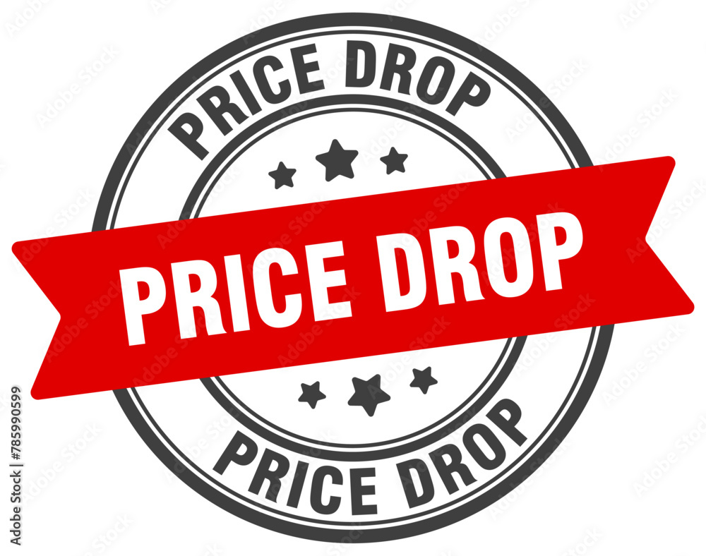 price drop stamp. price drop label on transparent background. round sign