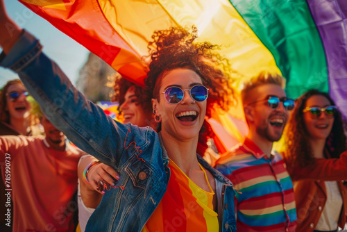 Different people celebrating pride day photo