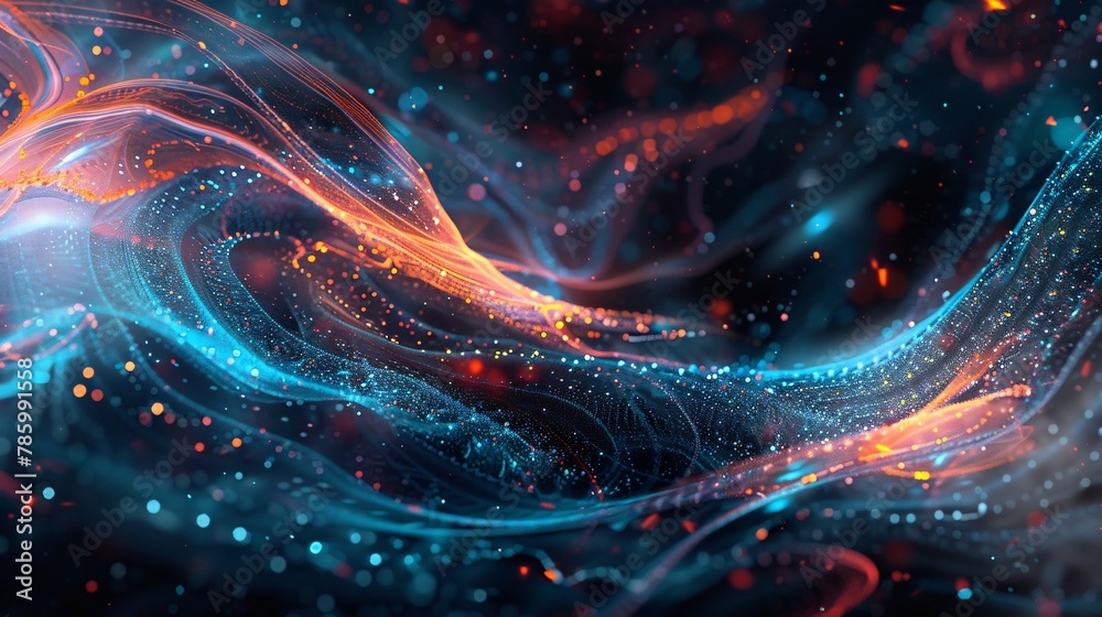 Abstract wallpaper of dynamic blue and orange light wave enery in space Abstract wallpaper of dynamic blue and orange light wave enery in space