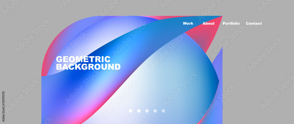 Naklejka premium A geometric background featuring a red triangle, blue circle, and fin on a gray backdrop. Inspired by automotive design and aircraft, with hints of electric blue and magenta