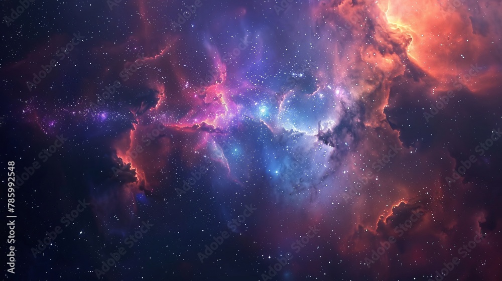 Obraz premium Abstract wallpaper of galaxy and nebula with pastel colored cloud