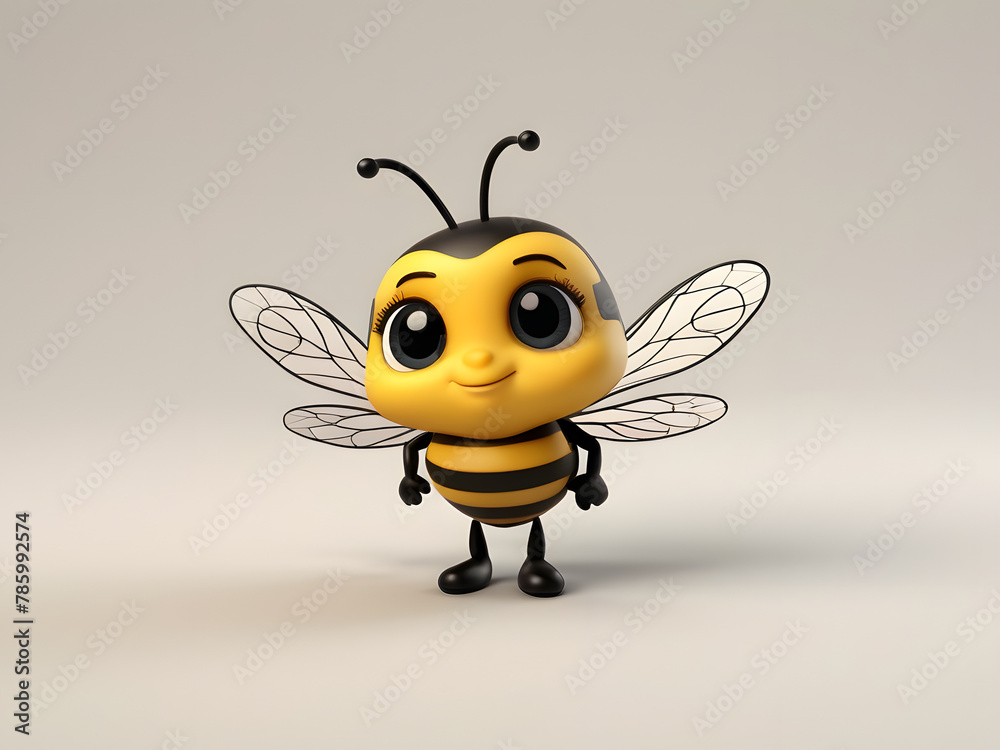 3d Illustration of Cute bee cartoon on white background logo 3d Illustration of Cute bee cartoon on white background logo