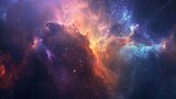 Abstract wallpaper of galaxy and stars with purple, blue and pastel colored cloud and light