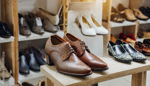 Stylish shoes kept in store