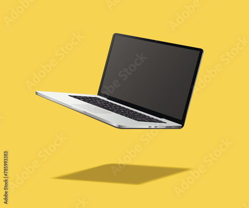 Flying laptop mockup